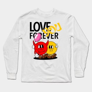 love you forever with emoticon Long Sleeve T-Shirt